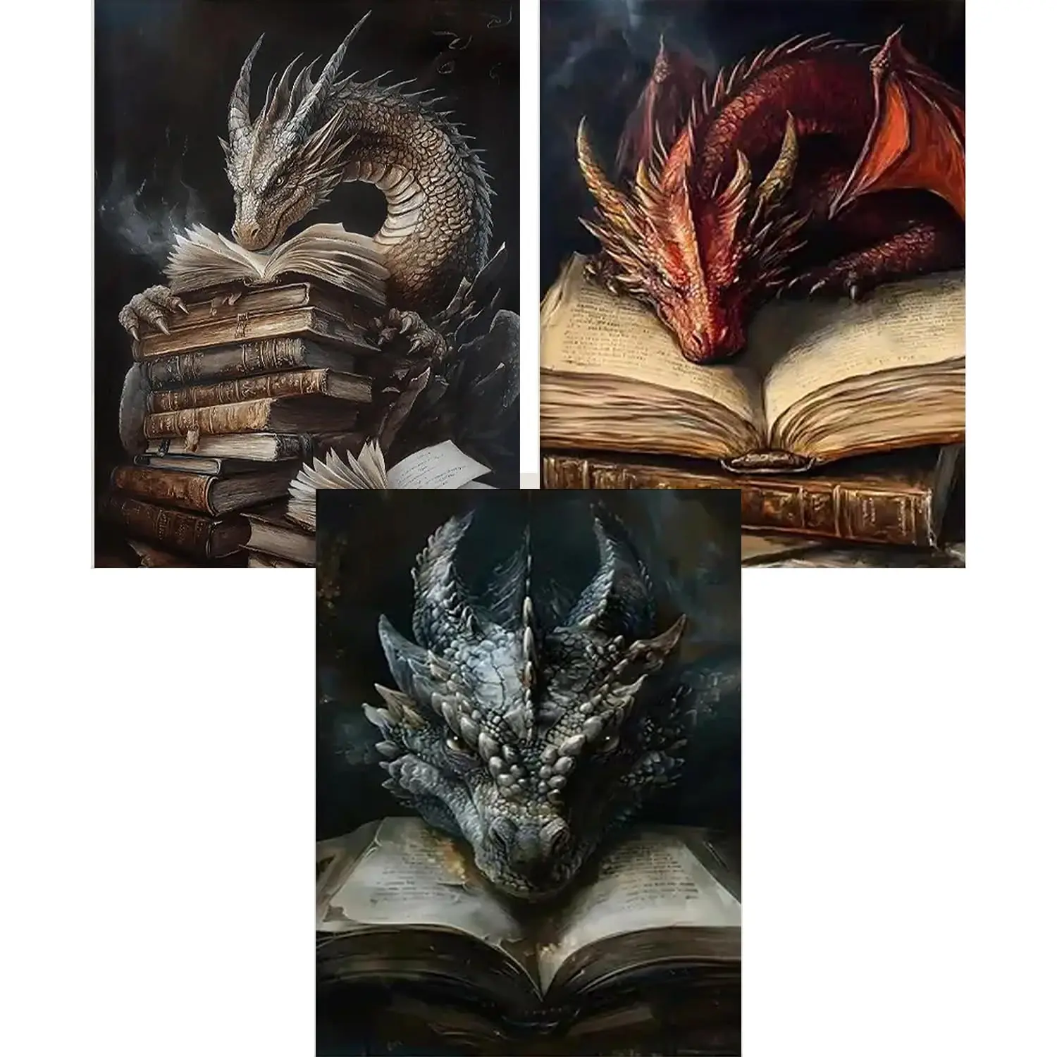 3/4/6 Pack DIY Dragon Diamond Painting Art Kits for Adults Beginners 5D Full Round Rhinestone Diamond dots Gemstone Craft Home Wall Decoration