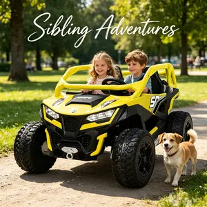 Linor 24V 10AH 2 Seater Power Wheels for Big Kids, 21" 4WD/AWD, Remote Control, UTV Ride On Car, EVA Tires, 4 Spring Absorbers