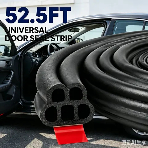 YXCY 52.5 Ft Universal Self-Adhesive Car Door Protector - Double-Layer 5-Hole Flexible Rubber Weather Stripping, Heat-Resistant, Rain-Blocking, Soundproofing for Vehicle Gaps, Fits Doors, Hoods, Trunks, Windows, Buildings, Cars/SUVs