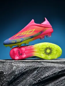 Parent - child White - Blue Color - blocked Long Spikes Football Shoes, Lightweight Competitive Style, Breathable Mesh Material, Strong Grip & Enhance Athletic Performance, Ideal for Parent - child Football Training & Competitions