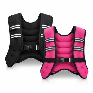 【SummerVibes】Black/Pink Unisex Weighted Vest 10/12/15/18LB, Adjustable Rucking Vest for Walking, Running, Strength Training, Fitness, with Reflective Stripe & Phone Pouch, Workout Vest for Men & Women