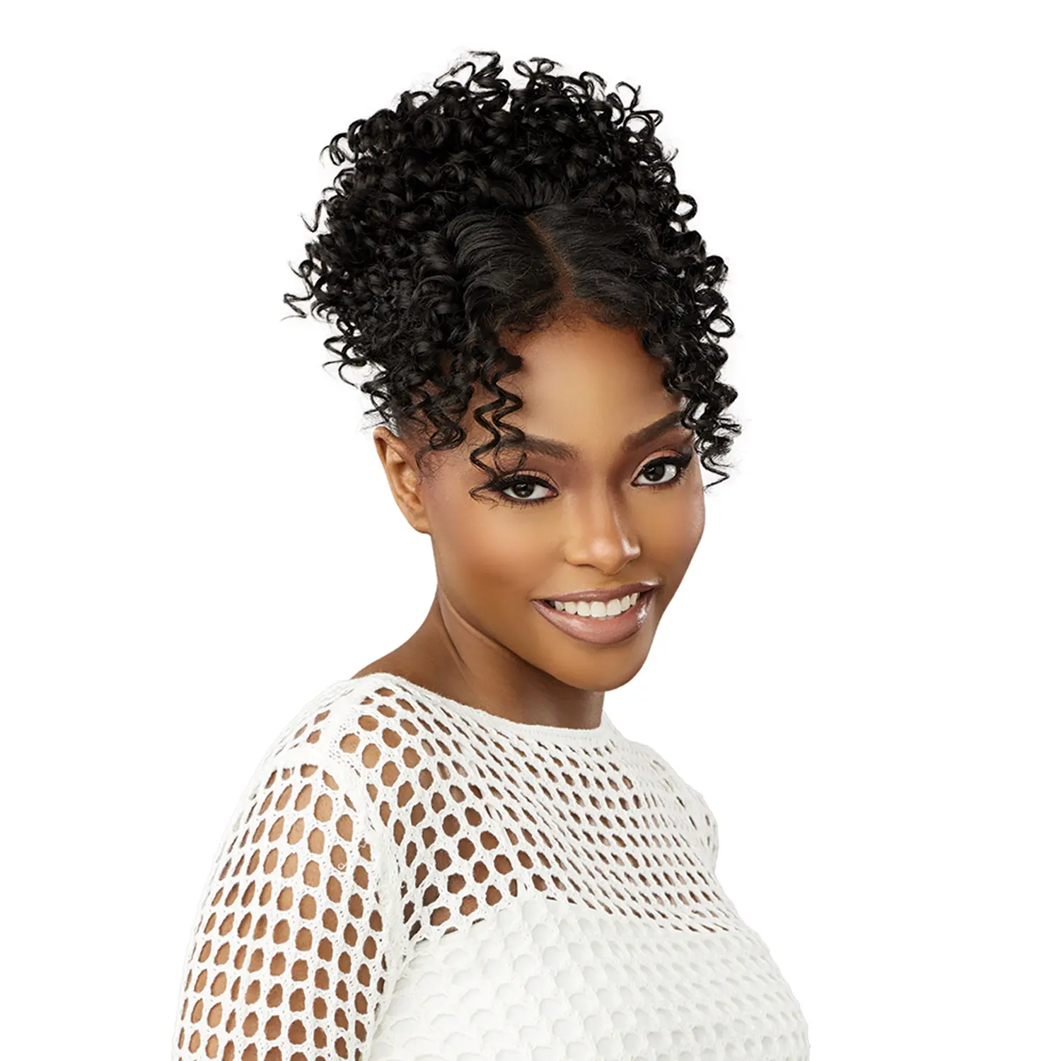 Sensationnel Lulu Curly Bun Synthetic Wig - HD Lace Parting, Natural Updo Unit 4