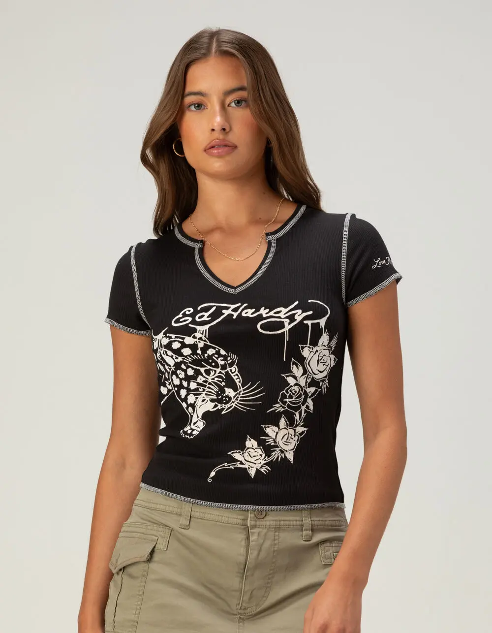 ED HARDY Leopard Womens Tee
