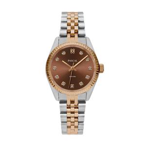 PASCAL Timeless Classic Gold Watch for Women & Man 31mm & 36mm White Lab-Grown Diamonds Swiss Ronda 763 Quartz Movement Stainless Steel Bracelet Everyday Luxury Perfect Gift