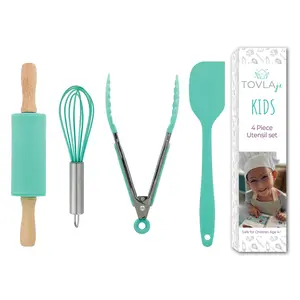 Tovla Jr. Kids Cooking Utensils Set - 4-Piece Kids Kitchen Tool Set