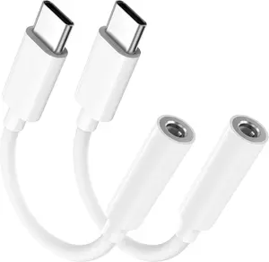 2 Pack USB C to 3.5mm Headphone Jack Adapter, Aux to USB C HiFi Compatible for Apple iPhone 17/16/15/Pro Max/Plus,Type C Aux Audio Dongle Cable Cord for iPad,Samsung Galaxy S26/S25/24/S23,Pixel -White