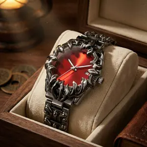 Edgy Y2K Aesthetic Watch | Unique Vintage Metal Bracelet Wristwatch Multi-Color Sunburst Dial
