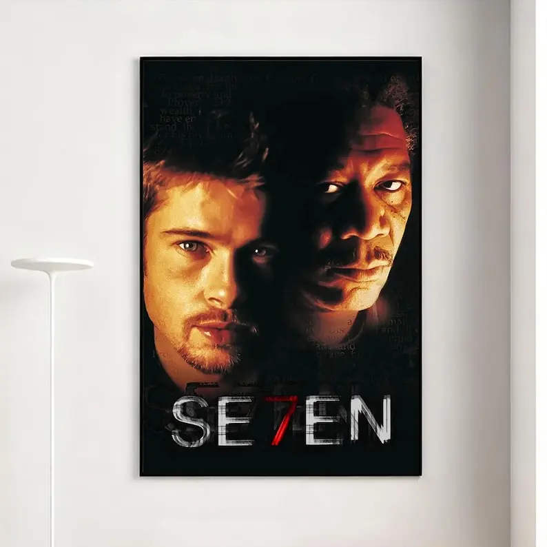 Se7en Movie Poster, Retro Wall Art, Home Decor, Classic Movie, Canvas Gift