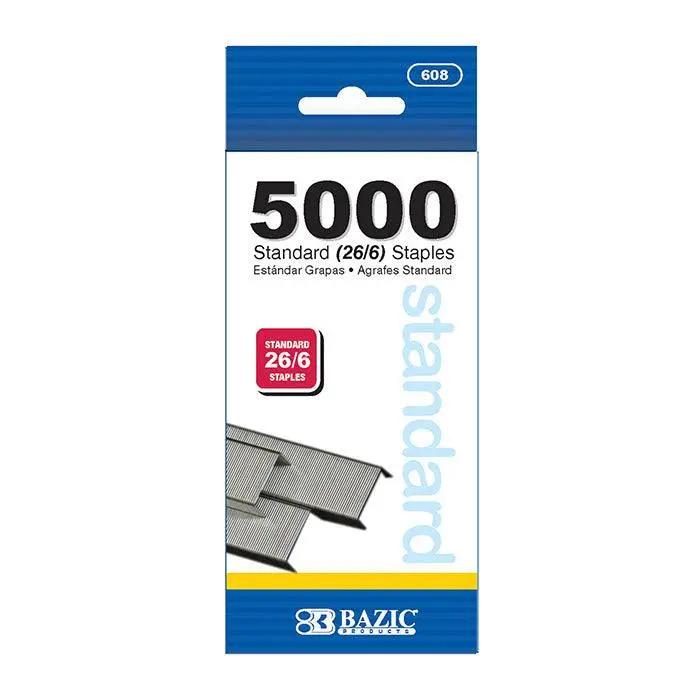BAZIC 5000 Ct. Standard (26/6) Staples BAZIC 5000 Ct. Standard (26/6) Staples