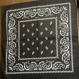Black and White Paisley Trainmen Bandana - 100% Cotton, Extra Large 27” x 27” for Men & Women
