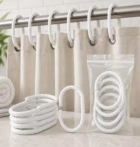 12-Pack Rust-Resistant Shower Hooks Smooth Glide Durable Plastic Universal Fit for Bathroom Easy Install Remove Lightweight Sturdy
