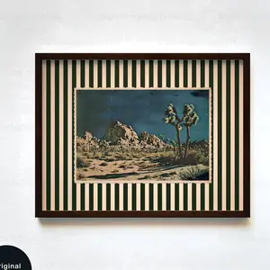 Vintage Desert Night Postcard Poster Eclectic Wall Decor Bold Striped Mixed Media Collage Maximalist Aesthetic Home D Essential Posters (No Frame)