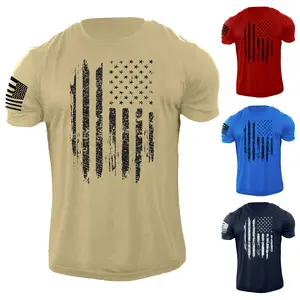 Men's Distressed USA Flag T Shirt American Patriotic 100% Cotton Tee Menswear Soft