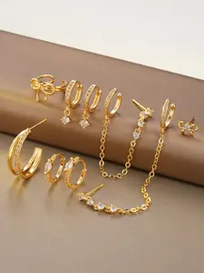 3/6 Pieces Elegant Bowknot Moon Tassel Copper Alloy Earrings Set, Stylish Everyday Jewelry for Dates & Parties, Perfect Gift for Valentine's Day & Ramadan, Bling Stylish Accessory