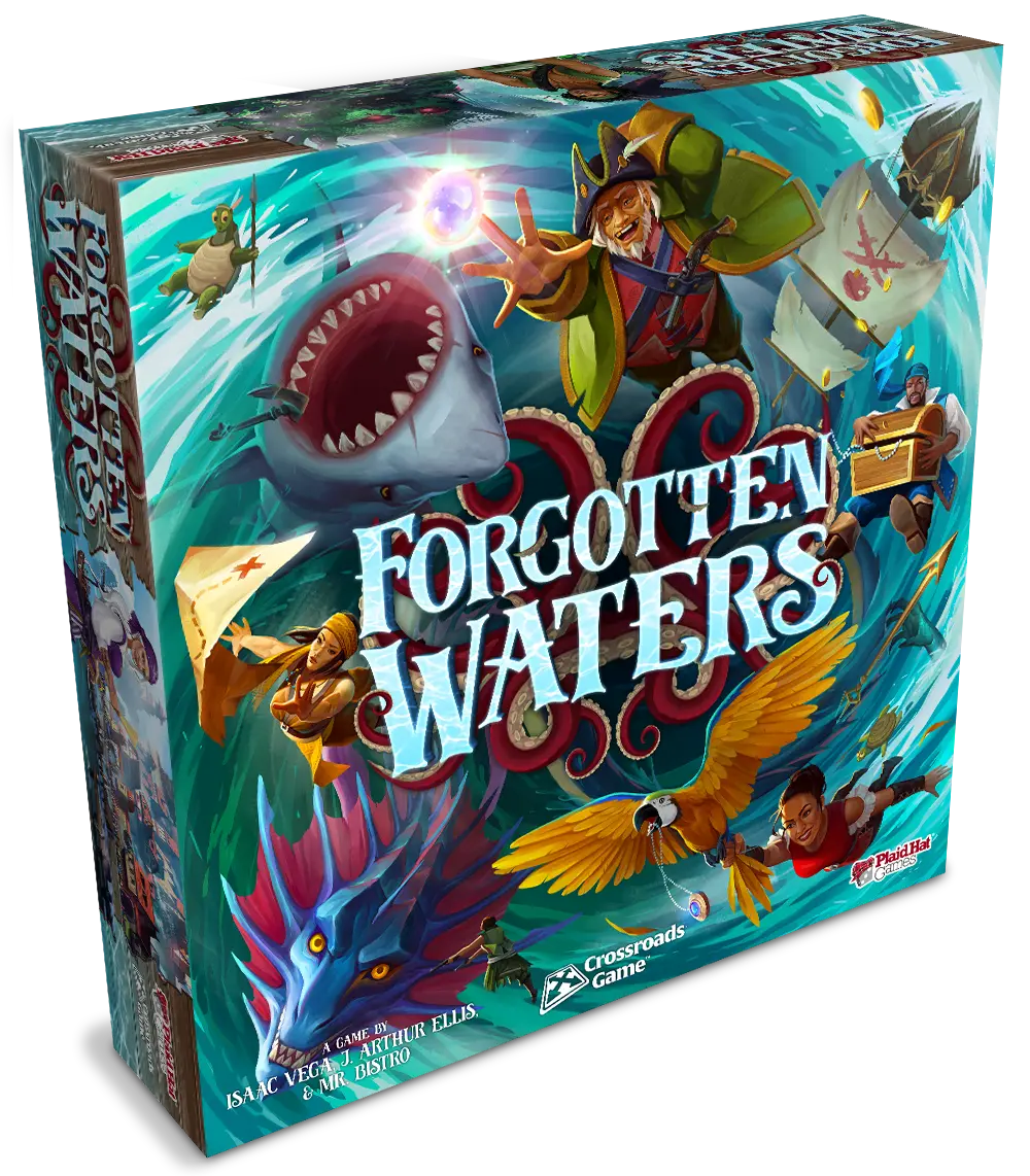 Forgotten Waters Board Game - Embark on a Hilarious Pirate Adventure in a World of High Seas Hijinks! Cooperative Strategy Game, Ages 14+, 3-7 Players, 2-4 Hour Playtime, Made by Plaid Hat Games