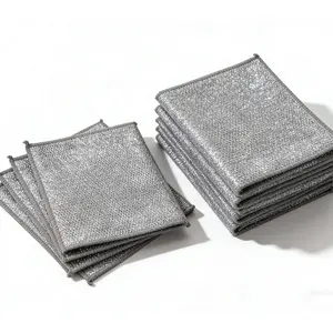 10 Pieces Iron Wire Cleaning Cloths, Simple Style Oil Removal, Hanging Rope, No Scratching Pot, Home Kitchen Daily Clean