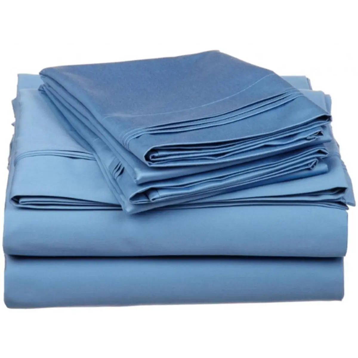 212 MAIN 650 Thread Count Egyptian Cotton Solid Sheet Set - Soft Texture, Medium Blue, Fits California King Bed