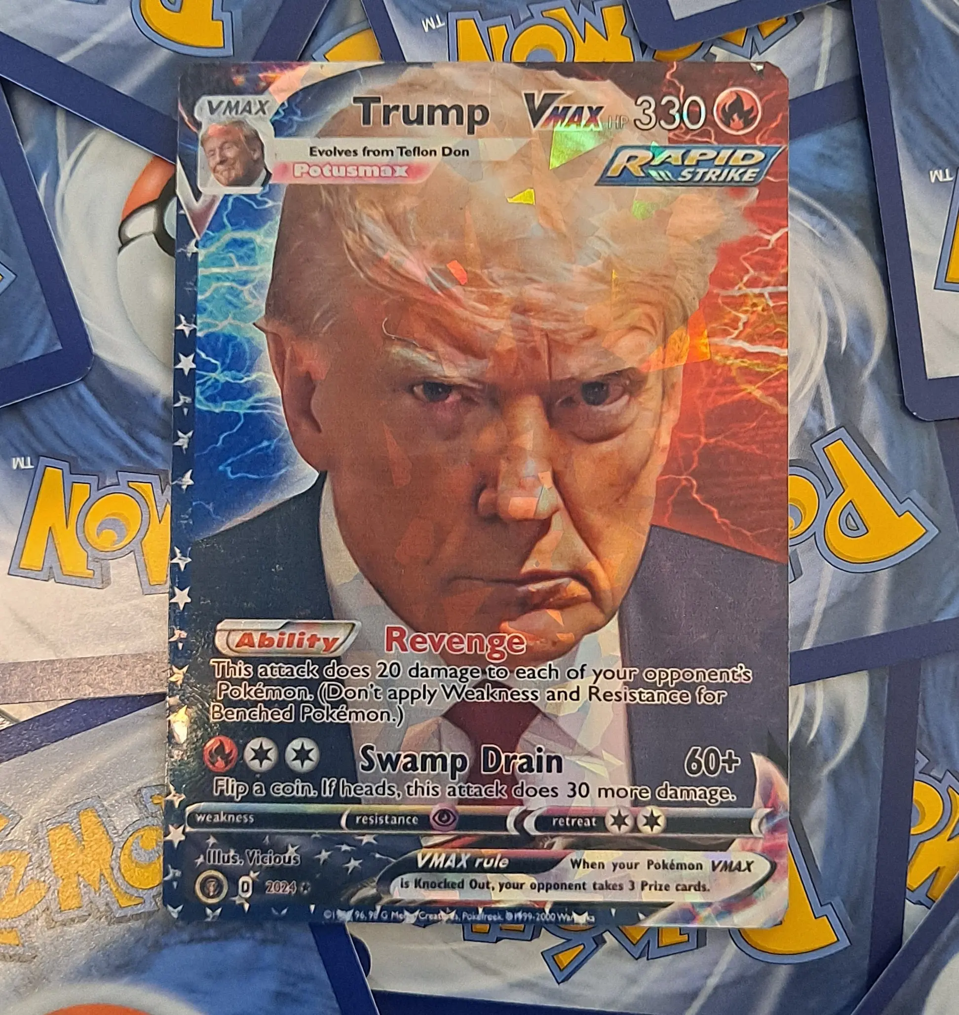 trump pokemon card Donald Court Sketch ViciousProxies United We Stand #usa