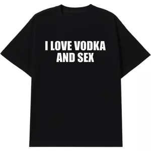 I Love Vodka And Sex Unisex Heavy Cotton Tee Y2K Shirt Iconic  Meme Club Party Bar Cute Top Viral Edgy Sassy Sarcastic Chaotic Gift, Adult  T-shirt, Gift for Woman and Man funny Black Casual Crewneck Menswear Tshirt Shortsleeve