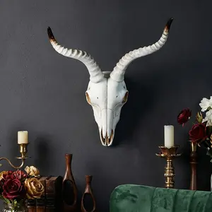 Nordic Viking Animal Skull Wall Decor, Resin Sheep Head Hanging Ornament, Home Bar Restaurant Party Decoration, Bathroom Accessory