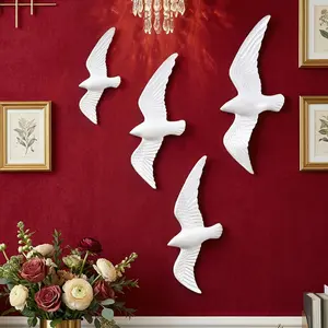 4pcs Bird-Shaped Wall Hanging Decorations, European Style Resin Handmade Crafts for Living Room, Study, Shop, Party Decoration