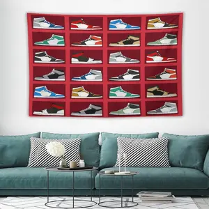 Retro Sneaker Collection Tapestry, Hypebeast Basketball Shoe Wall Hanging, Streetwear Sneaker Culture Wall Art Decor for Bedroom Living Room Dorm