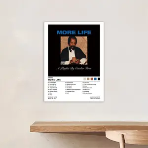 Drake - More Life - music album cover, retro canvas poster, Artwork For Walls, Home Wall Art, classic hip-hop rap art print, suitable for bedroom, office, living room, cafe or dorm decoration, dorm birthday/Christmas/New Year's gift, frameless