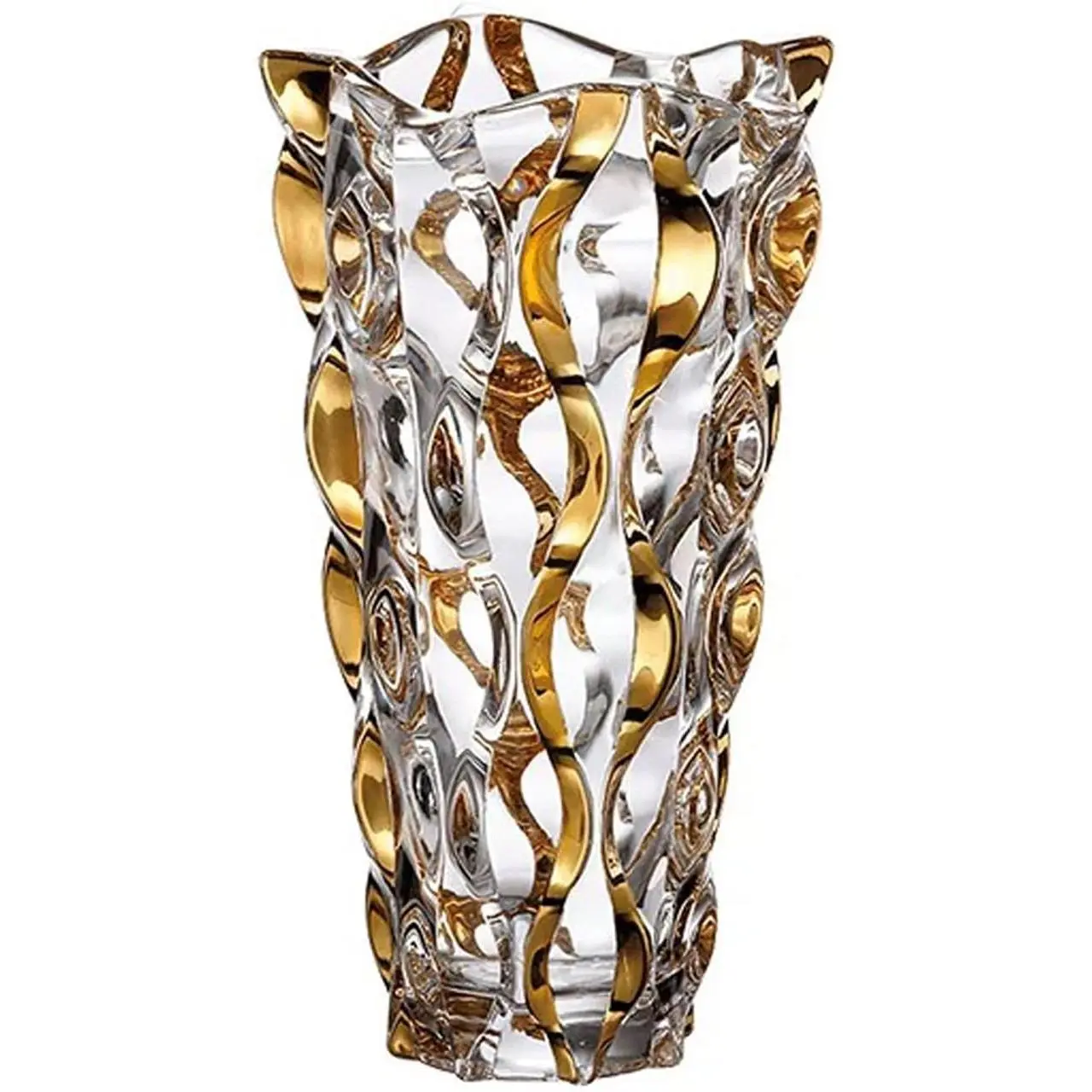 Hand Painted Gold Vase 11" Tall,Flower Vase Decor for Home Dining Table Living Room,Office Wedding Holiday Party,Handmade Decorative Flower Vase.