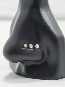 3pcs Stainless Steel Nose Studs Set, & Silver Color Cubic Zirconia, Hypoallergenic, Casual Style, All Seasons