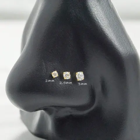 3pcs Stainless Steel Nose Studs Set, & Silver Color Cubic Zirconia, Hypoallergenic, Casual Style, All Seasons, Body Jewelry