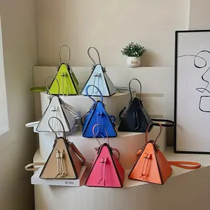 Mini Drawstring Novelty Bag, Solid Color Crossbody Bag, Women's Faux Leather Clutch Purse