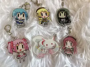 Madoka Magica acrylic keychains chibi art