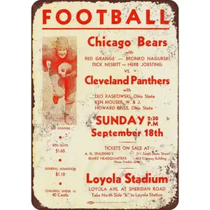 1932 Chicago Bears Vs Cleveland Panthers Vintage American Football Game Sign Home Decor Products In Aluminum Frame 8x12 Inch Vintage Plaque Decor