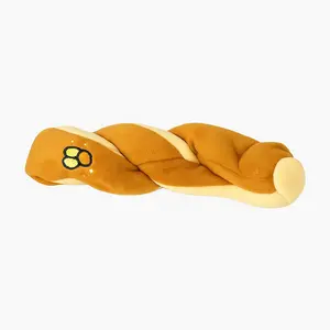 Long Loaf of Bread Plush Toys - 2 Pack for Medium, Small & Large Dogs - Chewing Toys with Durable Material and Animal Print Design