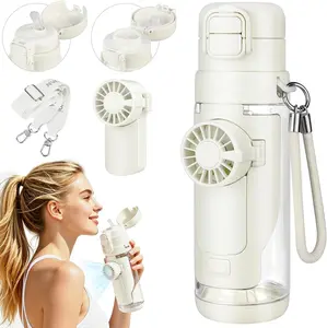 Portable Water Bottle with Cooling Fan,Travel Mug with Lid, Sports Cup, Rechargeable, Adjust,3 Speeds, 690ml/23oz Tumbler for Iced Coffee, Summer , Outdoor & Work, Gym, Office&School Student