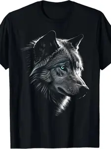 Comfortable Soft Cotton TShirt Featuring Bold Wolf Face Graphic Perfect for Casual Summer Wear and Special Occasions