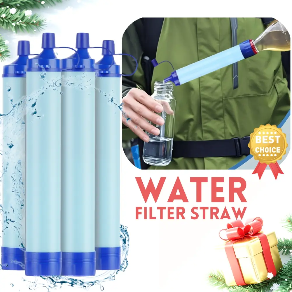 Outdoor Water Filter, Straw Water Filter, Emergency Survival Water Purifier for Prepper Emergency Equipment Hiking Camping