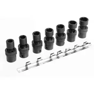 7Pcs 3/8" Drive Universal Swivel Deep Impact Socket Set CR molybdenum METRIC