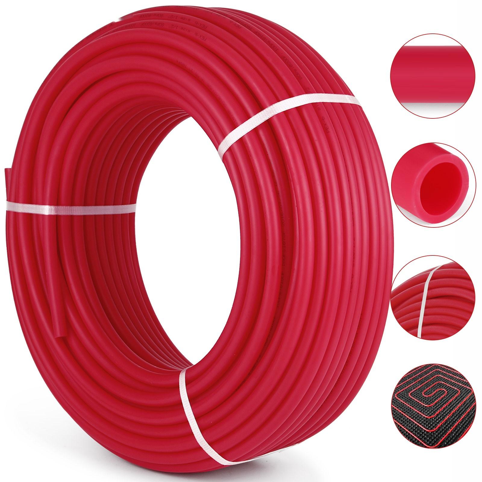 Oxygen Barrier PEX Tubing 1/2 Inch By 500 Feet Coil EVOH PEX-B Pipe For Residential And Commercial Radiant Floor Heating, PEX Pipe With O2 Barrier, 1/2 In Red, Ideal For PEX System Installations