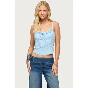 Kerah Ruffle Button Tank Top