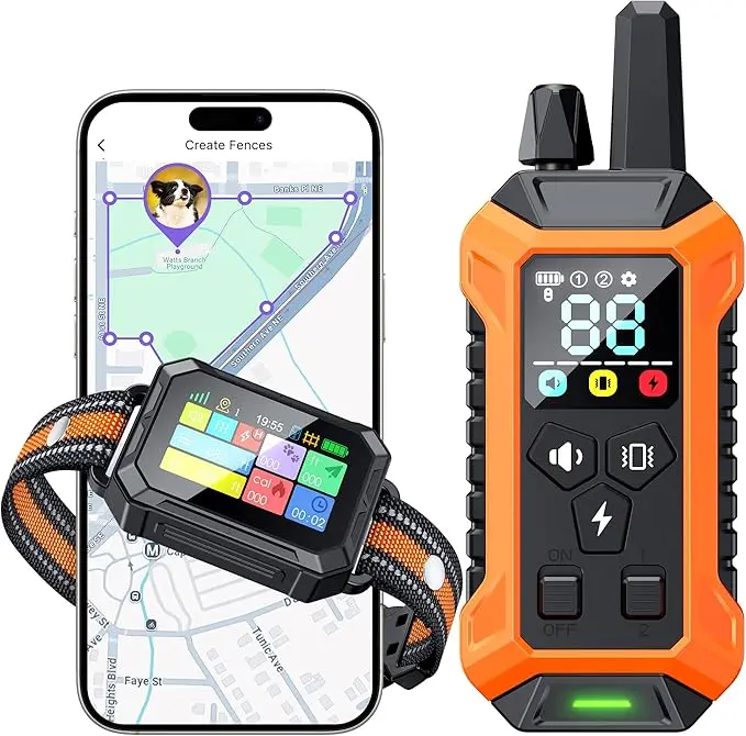 Meowant 2-in-1 Wireless Electric Fence & Remote Training Dog Collar - 3-Mode Correction (Beep-Vibration), Automatic Alert, Waterproof LCD Band, 2-3h Fast Charge, Adjustable & Safe Fit, 1640ft Range, 10-120lbs, 60 Days Standby, Outdoor Training Aid