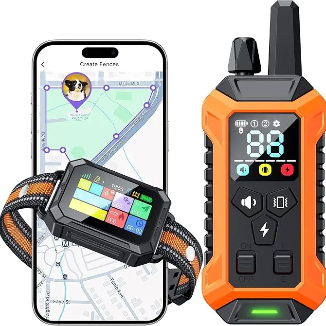 Meowant 2-in-1 Fence + Remote Training Dog Collar - 3-Mode Correction (Beep-Vibration), 1640ft Range, Custom Safe Zones, Automatic Alert, Waterproof LCD Band, 2-3h Fast Charge, Adjustable Fit, 10-120lbs, 60 Days Standby, Outdoor Pet Training Aid
