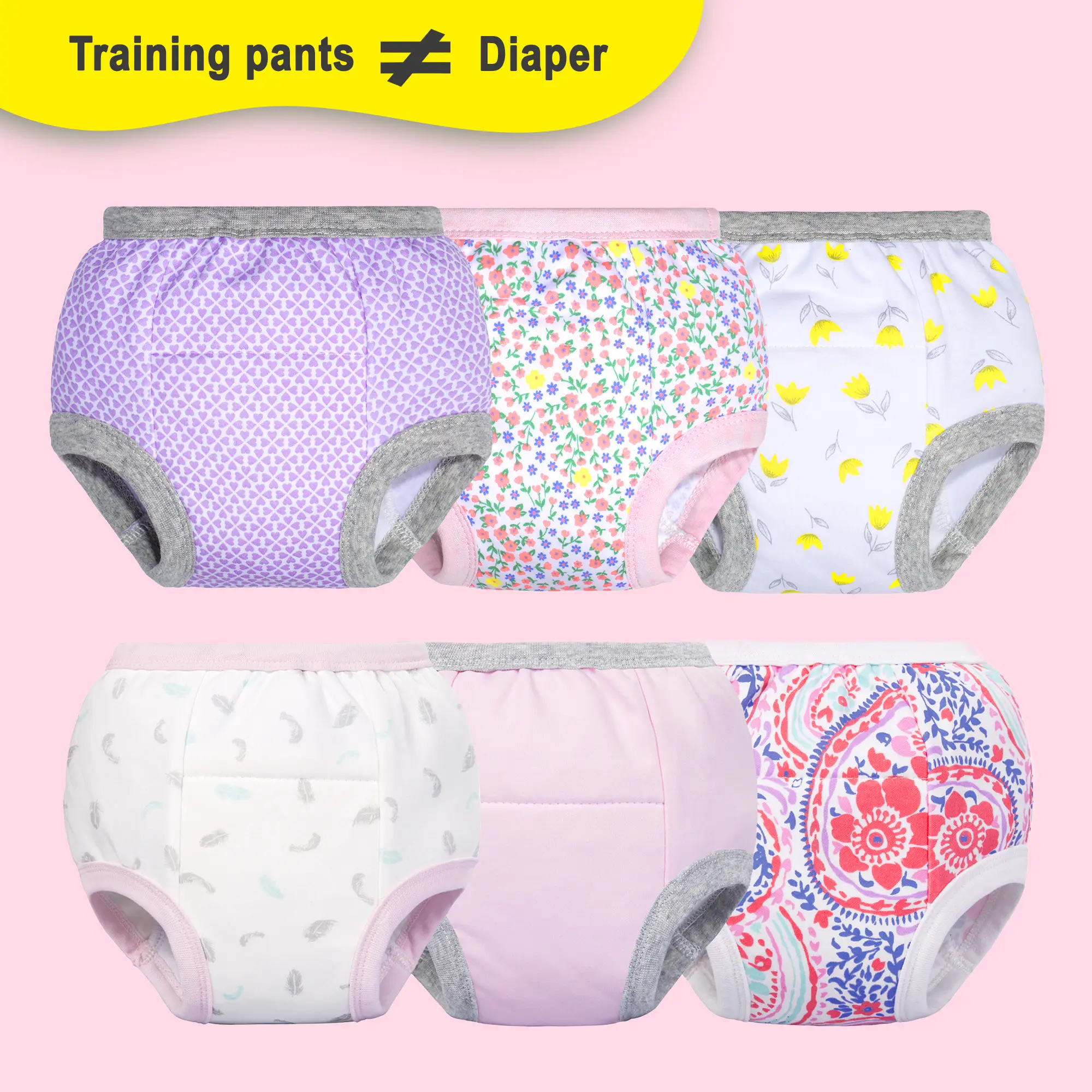 6-Pack Baby Toddler Training Pants for Boys and Girls – Soft, Fun Designs, 100% Cotton for Effortless Toilet Training, Reusable