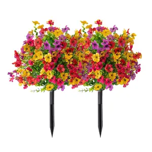 Artificial Flower Bush, UV Resistant Faux Flower Shrubs, Fake Flower Plant for Outdoor Indoor Front Garden Decoration, Room Decor, Home Decor, Flowers, Artificial Faux Plants, Decorative Flower Arrangement