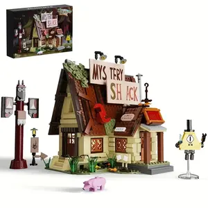 965pcs Mystery Shack Creative Building Blocks Set, Classic TV Series Construction Toy, Exquisite Handmade Puzzle Decorations, ABS Material, Gift Box with Paper Instructions, Great Gift for Christmas, Halloween