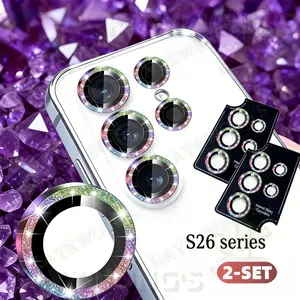 KAYKWONG'S For Samsung Galaxy S26 Ultra/S25 Ultra/S24 Ultra/S23 Ultra Camera Lens Protector Film Set, Glossy Anti-Scratch Tempered Glass, Colorful Glitter Design, Two-Pack