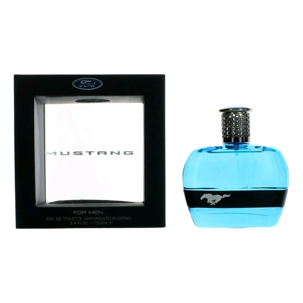 Mustang Blue Classic Eau De Toilette Spray - 3.4 oz (3 to 3.9 fl oz Standard Size) for Men with Refined Aroma, Male Wear Fragrance, Horse Emblem