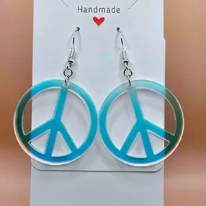 11) Frosted Iridescent Peace Sign Earrings
