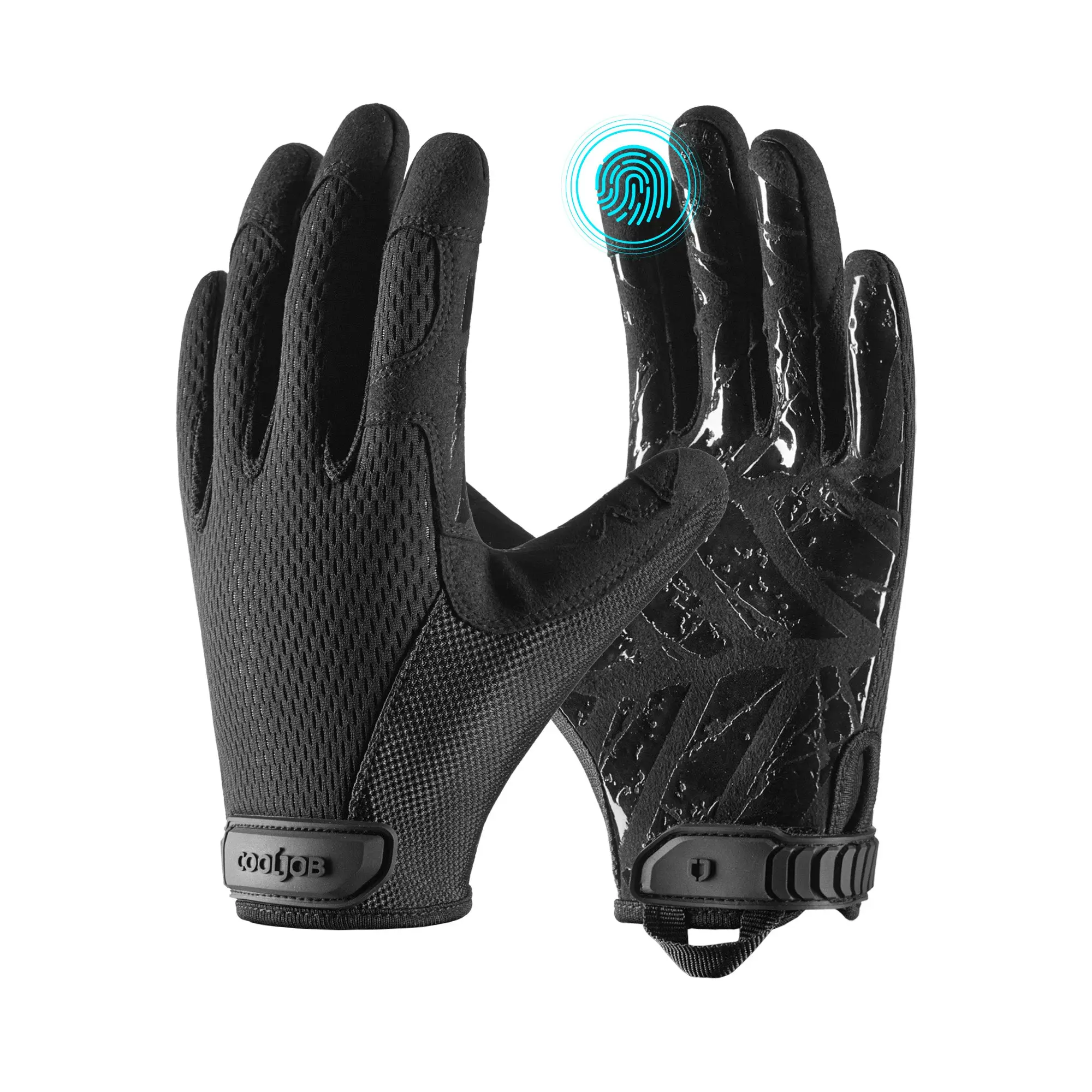 COOLJOB Full-Finger Mechanic Safety Work Gloves - Anti-Slip, Abrasion Resistant, Tactical Touchscreen-Compatible, Black Safety Gear for DIY, Construction, Drivers, Full-Finger Gloves