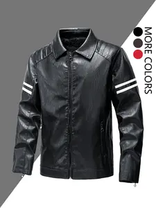 Men's PU Leather Jacket, red leather,Adjustable Cuffs, Casual Style, Fitted Design, Natural Texture, Perfect for Streetwear & Motorcycles